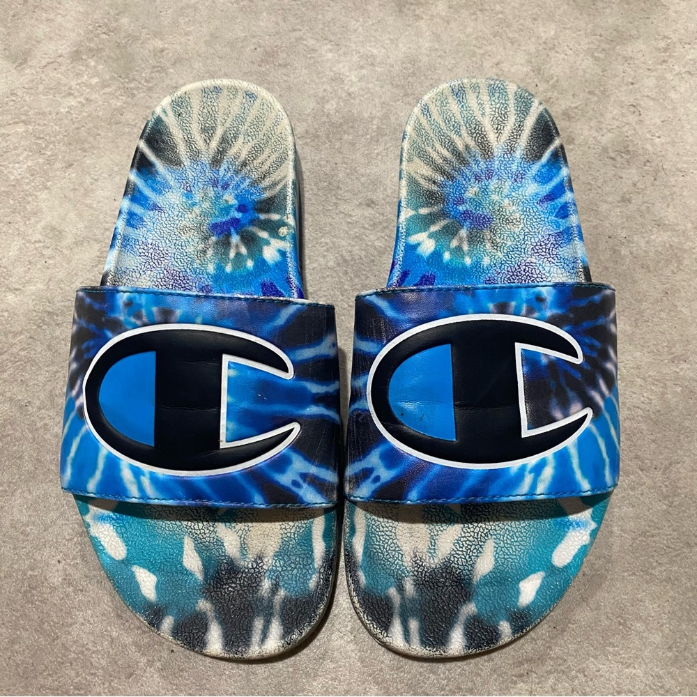 Champion IPO Tie Dye Slide Sandals youth sz 6